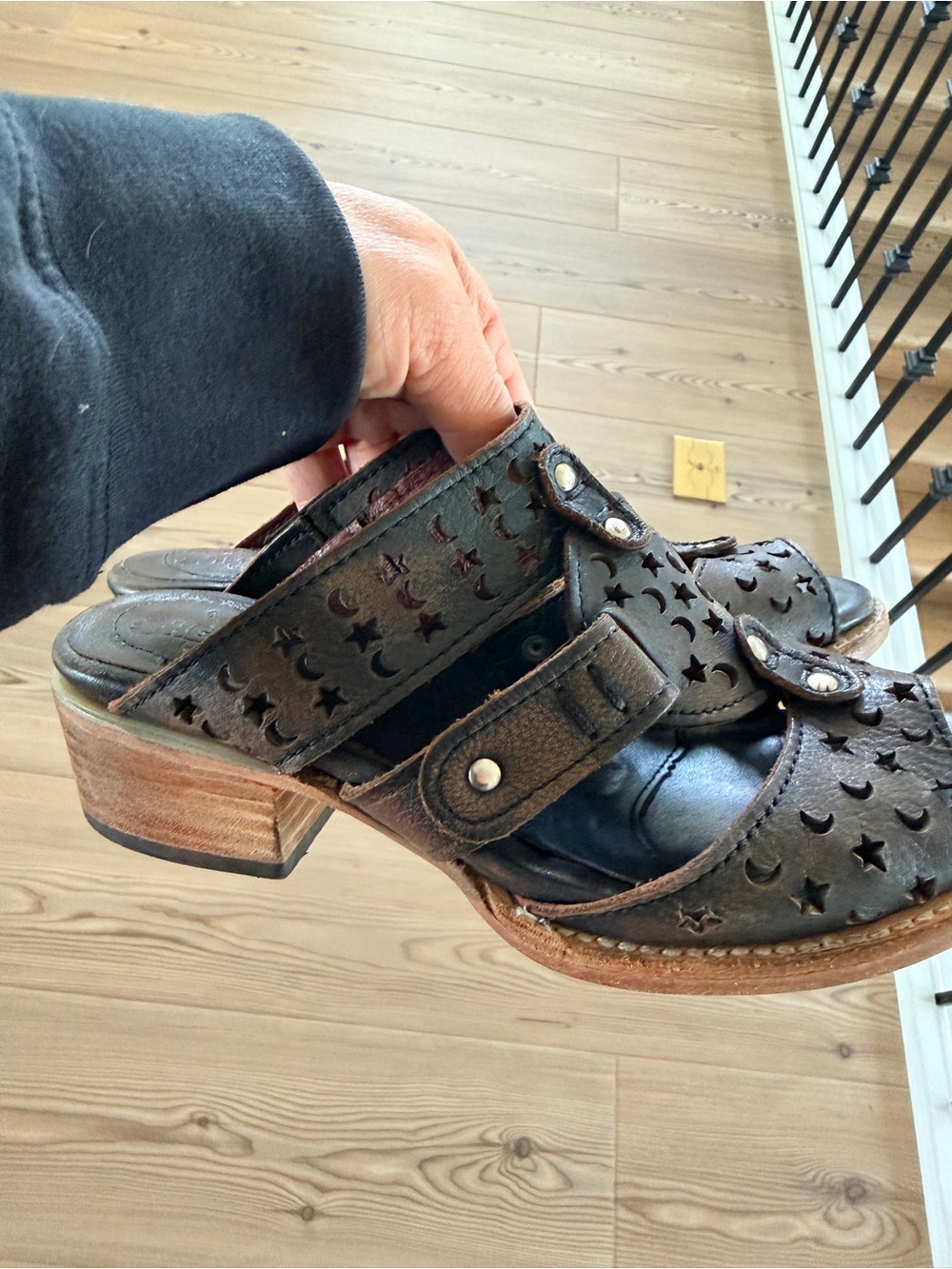 Freebird by Steven Brown Leather Cutout Clog Mules